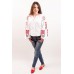 Embroidered blouse "Flower Fantasy" red on white